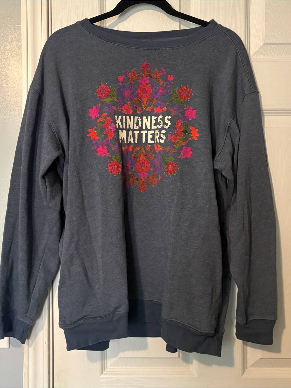 NATURAL LIFE Heather Slate Blue Graphic Crewneck Sweatshirt